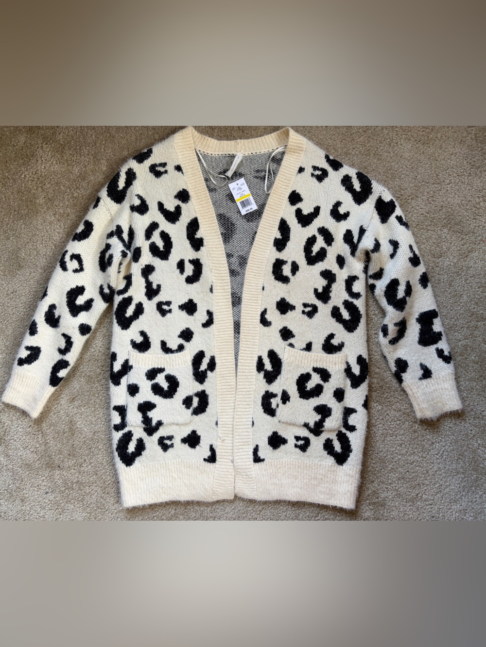 Dreamers by debut Cream Leopard Open Front Cardigan from Dry Goods